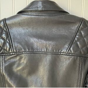 All Saints Bryden Leather Biker Jacket Black Size 4 Belted